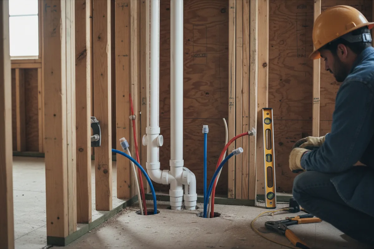 Drain and supply rough-in during Drain Cleaning in Edmond